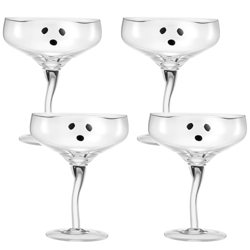 Baderke 4 Pcs Ghost Margarita Glasses 13 Oz Halloween Ghost Wine Glasses Reusable Cocktail Drinking Cups For Halloween Holiday Party (Clear)
