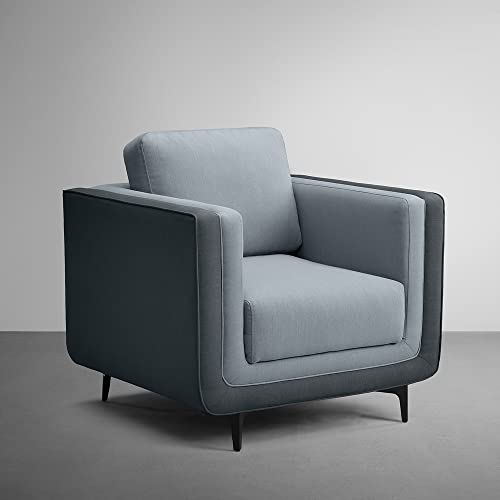 Image of Sleepyhead Mojo - 1 Seater Sofa | Premium Fabric | Dual-Tone Modern Design with Plush Cushioning | Durable Pine Wood Frame & Removable Back Cushion | German Tested | 3 Year Warranty - Cheeky Grey