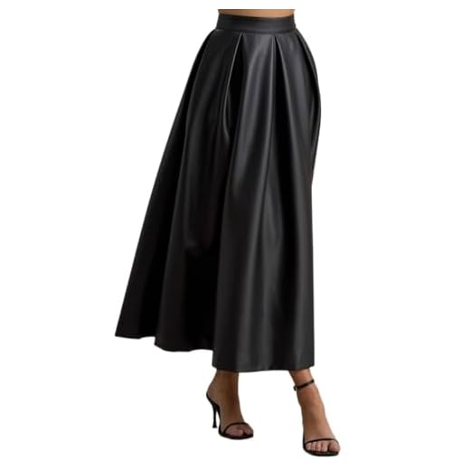 Versatile A-line PU Leather Umbrella Skirt