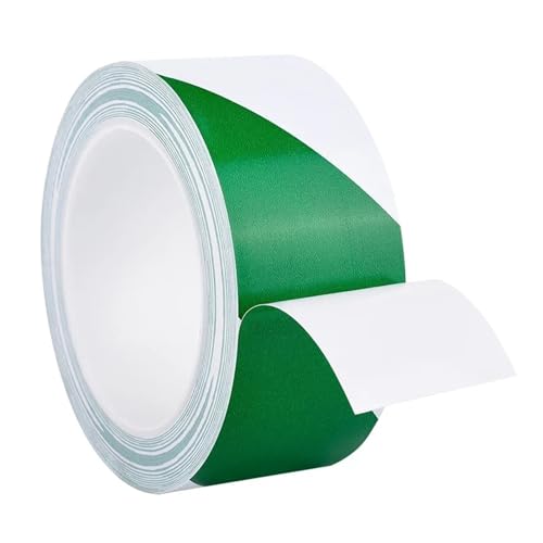 YBAAKZIIR Warning Tapes， Hazard Warning Tape For Floor Marking Multicolor Pack Of 2 33.0m X 50mm PVC Self-Adhesive(Green White)