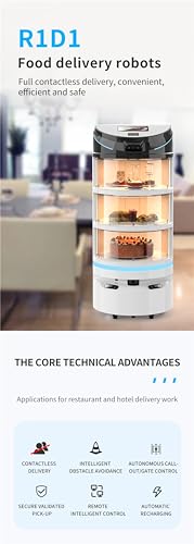 Robô de entrega de comida de serviço com câmera 3D, prevenção automática de obstáculos, retorno auto