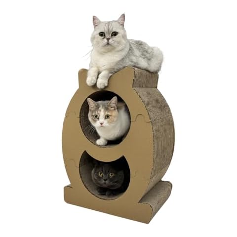 Lumizone Fish-Shaped Cat Scratcher Bed Lounge Cardboard Scratching Board for Indoor Cats Multi-Functional Freely Combine Scratch Pad Toy Durable Scratcher House Cover