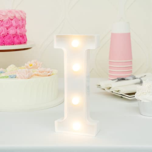 Image of Restaurantware Illumify 5.4 x 1.2 x 8.7 Inch Light Up Letter 1 Durable Marquee LED Light - Letter I Touchproof White Plastic Party Light Keyhole Slot For Parties Weddings Or Special Events