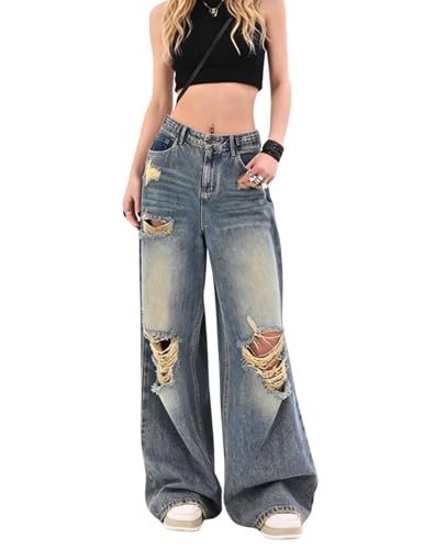 Lafaguw Baggy Jeans for Woman Teen Girls High Waisted Wide