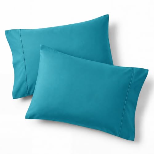 Image of Bedsure Queen Pillow Cases Set of 2 - Teal Brushed Microfiber Pillowcase 2 Pack, Super Soft and Cozy Pillow Case Covers with Envelope Closure for Kids, Wrinkle, Fade Resistant, 20x30 Inches