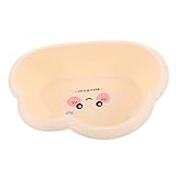 WATIIFUFU Babywaschbecken Groß aus Kunststoff Beige mit Cartoon Motiv Babybadewanne mit Stabilem Boden und Ergonomischen Griffen für Babypflege und Fußbad