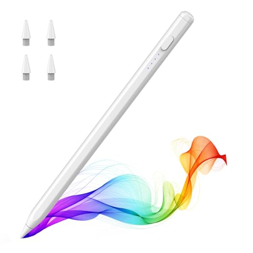 TiMOVO iPad専用 タッチペン ペンシル 【iPad 2018~2025対応】TypeC急速充電 極細 ペン先*4+ケーブル*1 White