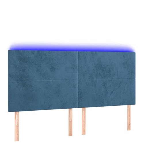 Genérico Wenjingqi Cabecero con Luces LED Terciopelo Azul Oscuro 160x5x118/128 cm, Azul 3122202