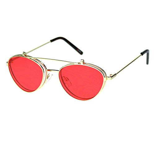 PASTL Flip Up Sunglasses Rounded Triangular Metal Frame Clear Glasses Under2