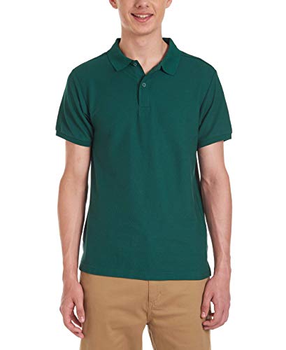 Chaps Young Mens Uniform Short Sleeve Stretch Pique Polo, Hunter, 40/41