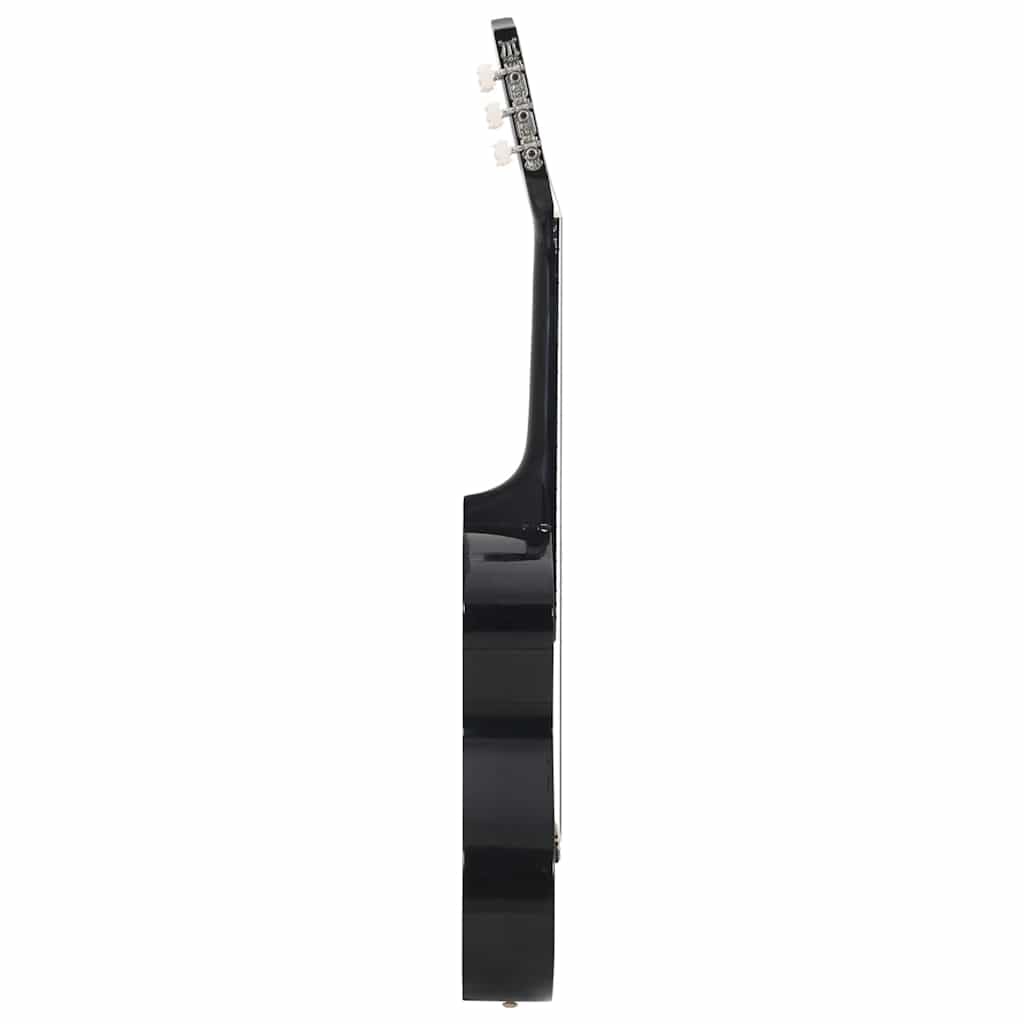 Chitarra da concerto 3/4, 91,4 cm, nera, per principianti e bambini, con custodia, tracolla, plettri, corde, accordatore