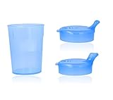 Horn Medical Schnabelbecher inkl. 2 Deckeln (große & kleine Öffnung) I Trinkhilfe I 250ml I Farbe wählbar (blau)