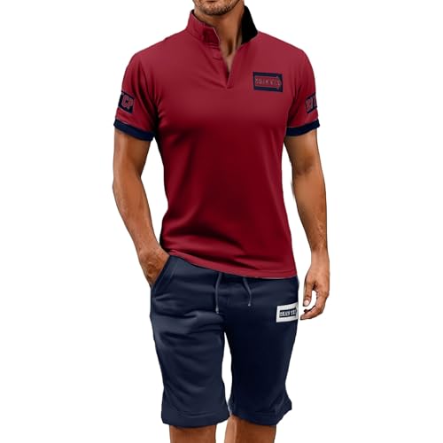 Ensemble Homme T-Shirt d'été rouge en taille XXXXL pour le sport et les loisirs
