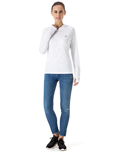 Naviskin Women's UPF 50+ UV Sun Protection Hoodie Lightweight Outdoor Long Sleeve Shirt White Size L