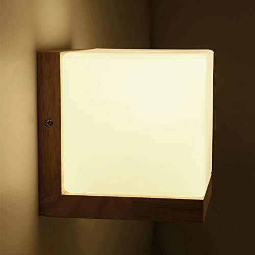 Aplique de pared de candelabro de madera y lámpara de noche de vidrio 8