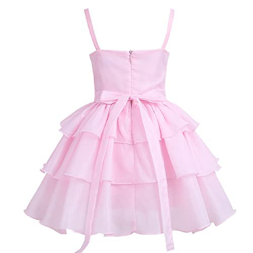 Image of Baby Girls Stylish Princess Dresses Satin Pretty Knee Length Pink Birthday Kids A-Line Frock /Dress Years