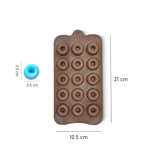 Image of HS Small Donut Silicone Mould, Non-Stick Food Grade Silicone Mould for Chocolate, Candy, Jelly & Ice Cube (Brown)