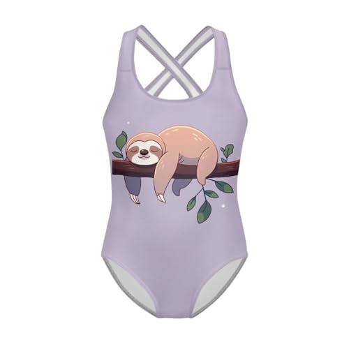 Girls Swimwear 5-14 Years One Piece Swimsuits Cross Back Straps Gym Suit Quick Drying