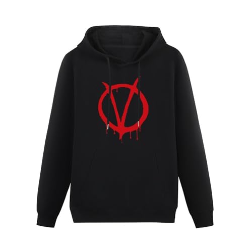 XIASHUN V For Vendetta Hoody Unisex Ptinted Hoodies Long Sleeve Men's Hooded with Pocket Black XL