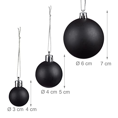 Relaxdays Christmas Baubles Set of 100, Festive Ornaments, Matt, Shiny, Glitter, Tree Balls ∅ 3, 4 & 6 cm, Assorted - Image 4