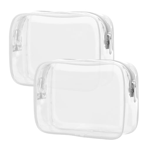 2Pièces Trousse de Toilette Voyage,Pochette Transparente Avion Petite Maquillage Cosmétique Kit Avionmaquillage à Capacité Grande Sac Plastique Sacs Clear...