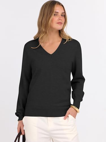 Image of ANRABESS Women's Long Sleeve V Neck Basic Sweaters | Classic Pullover Tops,Soft Loose,Business Casual Work,Travel Vacation,All Day Wear,Fall Spring Outfits,Winter Layer Clothing