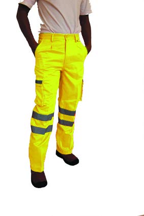 Superior Yellow Hi Vis Combat Trousers, 2 Side Pockets, Breathable & Durable, High Visibility, by Brook Hi Vis,