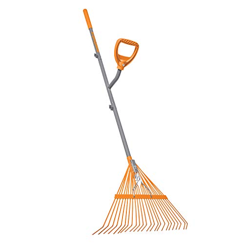 ERGIE SYSTEMS ERG-LFRK24 ErgieShovel Strain Reducing 54-Inch Shaft, 24 Steel Teeth Leaf Rake, Gray/Orange
