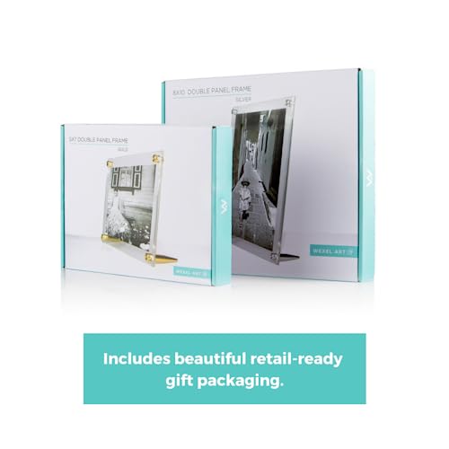 Wexel Art 6X8-Inch Diamond Polished Beveled Edge Framing Grade Acrylic Tabletop Floating Frame With Gold Hardware For 4X6-Inch Art & Photos #TOP3