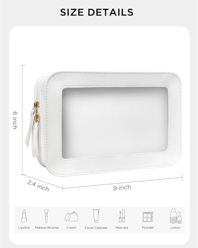 Image of LETGO Clear Toiletry Bag,Portable Travel Makeup Pouch with Zipper, TSA Approved Organizer Sunscreen Bag Clear Makeup Toiletry Pouch Beach Vacation Essentials for Women Teen Girls (White)