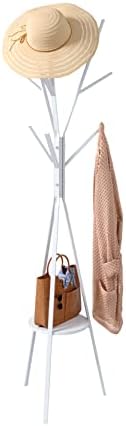 HOME BI Coat Rack Stand, Entryway Standing Coat Tree,Hat Stand Coat Hanger with 9 Hooks for Holding Jacket, Handbag, Clothes, Hats, and Scarves (White)