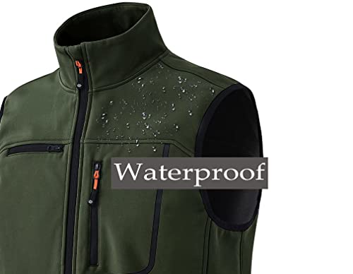 Mofiz Mens Vest Outerwear Zip Up Fleece Lined Light Windbreaker Sleeveless Jacket Hiking Golf Vest For Men Army Green Xx-Large #TOP2