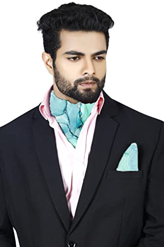 Image of BLACKSMITH Jacquard Microfiber Neckwear Ascot and Matching Pocket Square Set for Men
