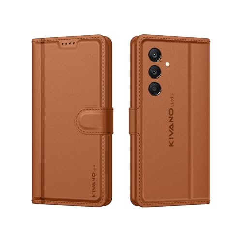 Image of KIVANO LUXE for Samsung F17 5G / Samsung A17 5G / Samsung A26 5G Luxury Handmade Leather Magnetic Flip Folio Case | Card Holder & Kickstand | Slim Protective Cover | Unisex - Brown