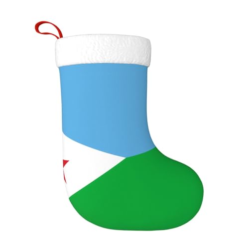 HTRDJH Chaussettes décoratives de Noël avec drapeau de Djibouti, chaussettes de Noël pour adultes, décorations de fête de Nouvel An