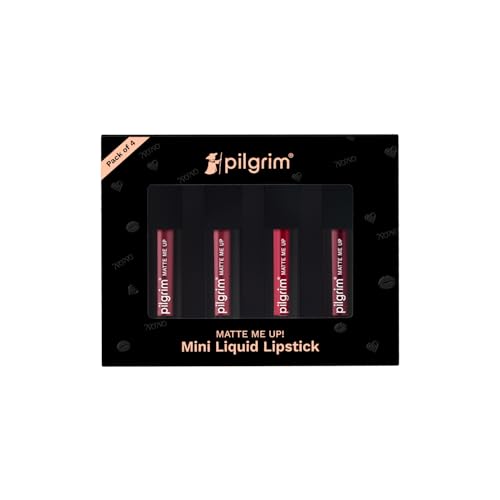 Image of Pilgrim Matte Mini Liquid Lipstick 4 in 1 Pack Smudgeproof, Hydrating & Lightweight (The Pink Sin, 4 ml)