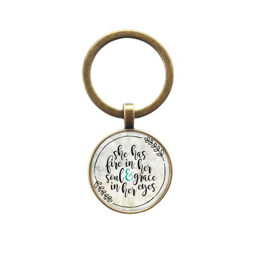 Llavero inspirador con dije de alma y elegancia en sus ojos, un regalo para ella, una llama en el colgante inspirador, blanco, L Cover