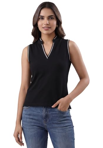 Image of Wear Your Opinion Mandarin Collar Sleeveless T Shirt for Women Top