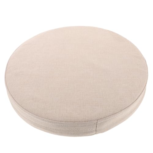 Cojín redondo de lino beige para silla de ratán con soporte suave 2