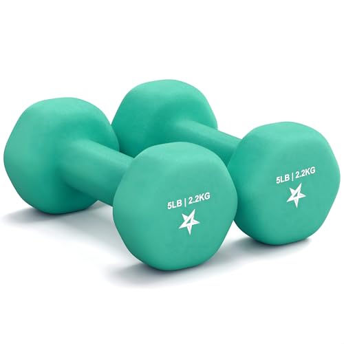 Yes4All 5 lbs Dumbbells Neoprene with Non Slip Grip – Great for Total Body Workout – Total Weight: 10 lbs (Set of 2) by Yes4All - Used condition - US$14.75