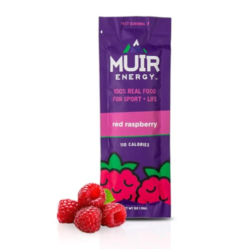 MUIR Red Raspberry Energy Gel for Runners - 10 Pack | Organic Real Food Endurance Gel | Fast-Burning, Vegan, Paleo, Non-GMO, Gluten-Free | Clean Energy for Running, Cycling, and Marathon Training