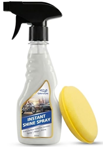 Orivon Car & Bike Instant Spray Polish| Car Dashboard Restorer, Cleaner, Polish Interiors of Cars, Bike | Instant Shine | Car Interior Polish Original Finish with Sponge -250ML