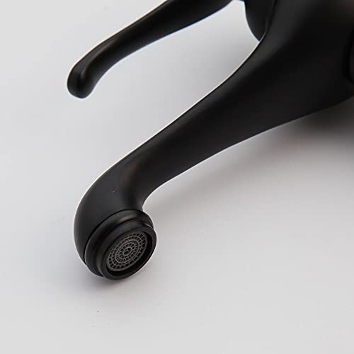 Grifo de lavabo alto para evitar salpicaduras con monomando negro 4