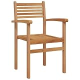 DXKDUSOKJ Set of 8 Brown Solid Teak Wood Outdoor Dining Chairs with Carved Armrests, Rustic Rectangle Design for Garden Patio