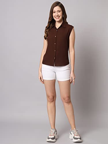 Image of FUNDAY FASHION Women's Rayon Blend Regular Fit Solid Casual Sleevesless Shirt (Pack of 2)