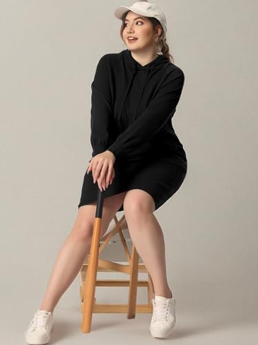 Image of Agnes Orinda Plus Size Hoodie Sweater Dress for Women Long Sleeve Pullover Fall Mini Bodycon Sweatshirt Dresses