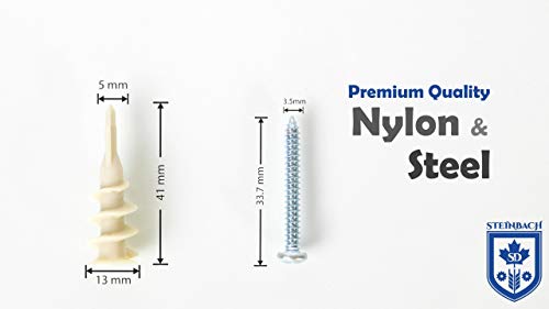 image for Steinbach Drywall Anchors with Steel Drywall Screws | Kit 40 pcs - Pla