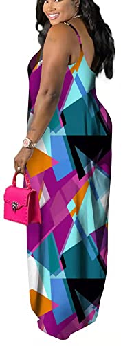 Image of BFFBABY Women's Casual Maxi Dress Sleeveless Tie Dye Spaghetti Strap Summer Plus Size Swing Sundress with Pockets