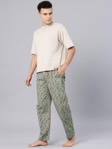 Image of Majestic Man Men's Printed Pure Cotton Lounge Pyjama | Comfort Fit | Elastic Waist with Drawstring | 3 Pockets | Button Closure
