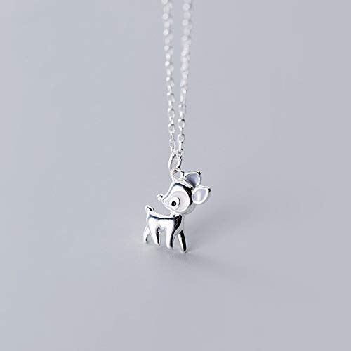 Collier pendentif cerf authentique en argent, bijou d'exception raffiné pour femme